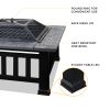 32in 3 in 1Multifunctional Fire Pit Table  Metal Square Patio Firepit Table BBQ Garden Stove with Spark Screen;  Cover;  Log Grate and Poker for Warmt