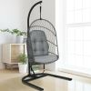 Hanging Wicker Egg Chair with Stand and Cushion