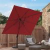 9 x 12 ft. Offset Cantilever Aluminum Rectangular Hanging Umbrella with 360Â° Rotation;  Cross Base & Umbrella Cover for Patio Lawn Garden Backyard &