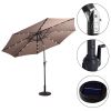 10ft Patio Solar Umbrella LED Patio Market Steel Tilt With Crank Outdoor