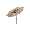 10ft Patio Solar Umbrella LED Patio Market Steel Tilt With Crank Outdoor