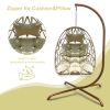 Swing Egg Chair  Stand Indoor Outdoor Wicker Rattan Patio Basket Hanging Chair with C Type bracket