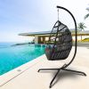 Swing Egg Chair  Stand Indoor Outdoor Wicker Rattan Patio Basket Hanging Chair with C Type bracket