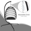 Swing Egg Chair  Stand Indoor Outdoor Wicker Rattan Patio Basket Hanging Chair with C Type bracket