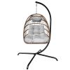 Swing Egg Chair  Stand Indoor Outdoor Wicker Rattan Patio Basket Hanging Chair with C Type bracket