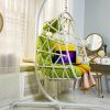 Swing Egg Chair  Stand Indoor Outdoor Wicker Rattan Patio Basket Hanging Chair with C Type bracket