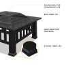 32in 3 in 1Multifunctional Fire Pit Table  Metal Square Patio Firepit Table BBQ Garden Stove with Spark Screen;  Cover;  Log Grate and Poker for Warmt