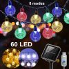 2 Pack 60 LED 36 FT Each;  Crystal Globe Lights with 8 Lighting Modes;  Solar Powered Patio Lights for Garden Yard Porch Wedding Party Decor; Solar St