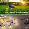 36FT 60 LED Solar String Light USB Party Xmas Yard Patio Garden Waterproof Decor; Solar Powered Patio Lights for Garden Yard Porch Wedding Party Decor