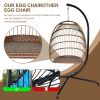 Swing Egg Chair  Stand Indoor Outdoor Wicker Rattan Patio Basket Hanging Chair with C Type bracket