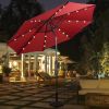 10ft Patio Solar Umbrella LED Patio Market Steel Tilt With Crank Outdoor