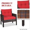 3 Piece Outdoor Rattan Conversation Set Patio Furniture Upholstered Sofa Chair