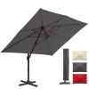 9 x 12 ft. Offset Cantilever Aluminum Rectangular Hanging Umbrella with 360Â° Rotation;  Cross Base & Umbrella Cover for Patio Lawn Garden Backyard &