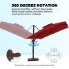 9 x 12 ft. Offset Cantilever Aluminum Rectangular Hanging Umbrella with 360Â° Rotation;  Cross Base & Umbrella Cover for Patio Lawn Garden Backyard &