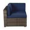 Outdoor Garden Patio Furniture 6-Piece Brown PE Rattan Wicker Sectional  Cushioned Sofa Sets