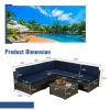 Outdoor Garden Patio Furniture 6-Piece Brown PE Rattan Wicker Sectional  Cushioned Sofa Sets