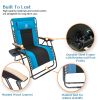 Outdoor Zero Gravity Chair Wood Armrest Padded Comfort Folding Patio Lounge Chair, Blue+Black