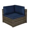 Outdoor Garden Patio Furniture 6-Piece Brown PE Rattan Wicker Sectional  Cushioned Sofa Sets