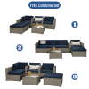 Outdoor Garden Patio Furniture 6-Piece Brown PE Rattan Wicker Sectional  Cushioned Sofa Sets