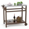 Outdoor Prep Cart Dining Table for Pizza Oven, Patio Grilling Backyard BBQ Grill Cart