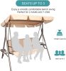 Outdoor 2-Seat Swing with Teapoy Weather Resistant Canopy Powder Coated Steel Frame Patio Swinging Hammock with  Stand and Removable Cushion