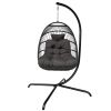 Swing Egg Chair  Stand Indoor Outdoor Wicker Rattan Patio Basket Hanging Chair with C Type bracket