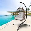 Swing Egg Chair  Stand Indoor Outdoor Wicker Rattan Patio Basket Hanging Chair with C Type bracket