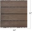 Interlocking Patio Flooring Tiles;  Indoor Outdoor Deck and Patio Flooring Wood-Plastic Material Composite Tile;  Coffee;  12 x 12 Inch