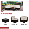 Outdoor Garden Patio Furniture 6-Piece Brown PE Rattan Wicker Sectional  Cushioned Sofa Sets