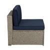 Outdoor Garden Patio Furniture 6-Piece Brown PE Rattan Wicker Sectional  Cushioned Sofa Sets