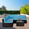 Outdoor Garden Patio Furniture 6-Piece Brown PE Rattan Wicker Sectional  Cushioned Sofa Sets