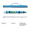 7ft Beach Umbrella with Sand Anchor;  Push Button Tilt and Carry Bag;  UV 50+ Protection Windproof Portable Patio Umbrella for Garden Beach Outdoor