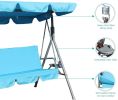 Outdoor 2-Seat Swing with Teapoy Weather Resistant Canopy Powder Coated Steel Frame Patio Swinging Hammock with  Stand and Removable Cushion