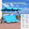 Outdoor 2-Seat Swing with Teapoy Weather Resistant Canopy Powder Coated Steel Frame Patio Swinging Hammock with  Stand and Removable Cushion