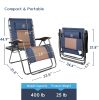 Outdoor Zero Gravity Chair Wood Armrest Padded Comfort Folding Patio Lounge Chair, Blue+Black